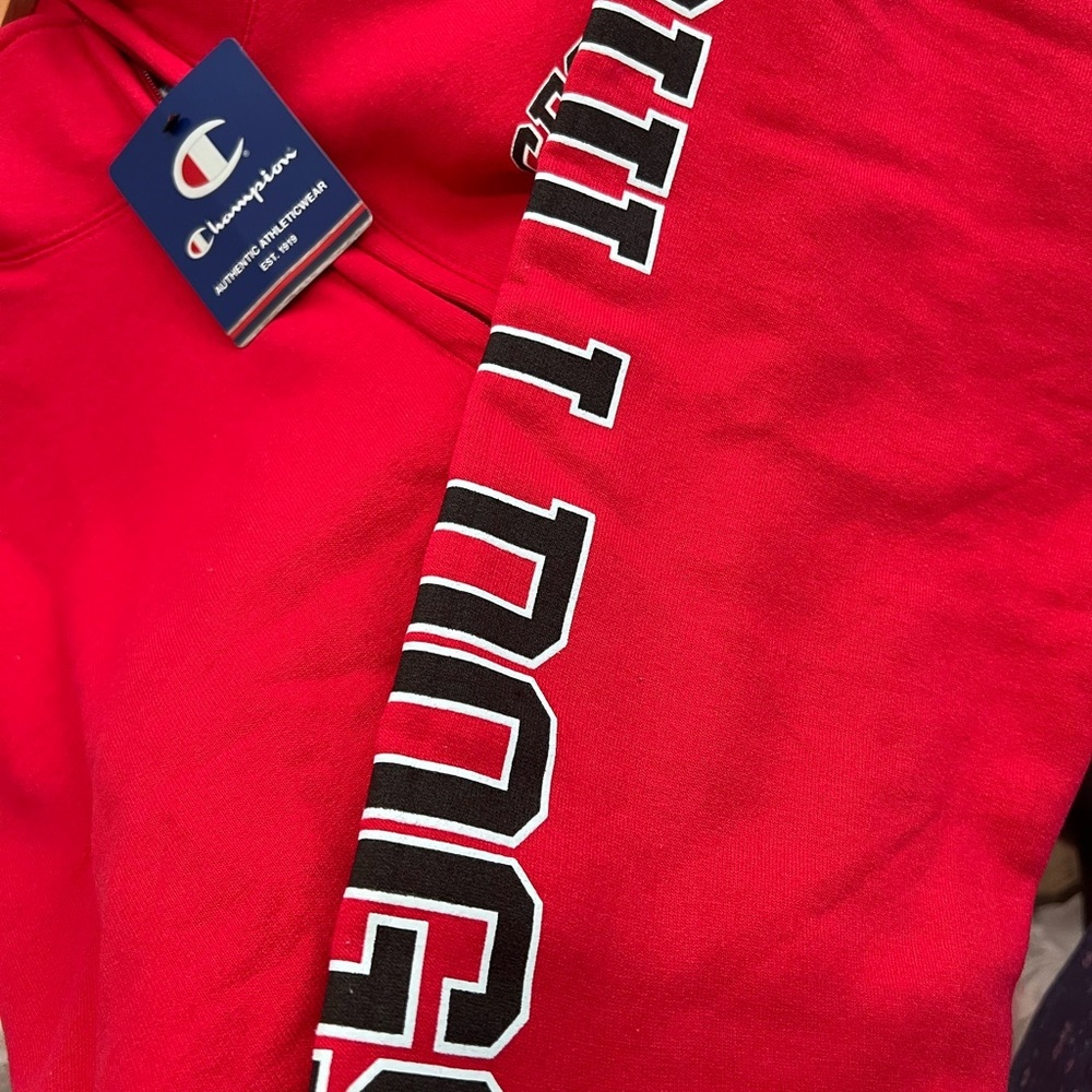 Champion Men's Red Zip-Up Sweater - Picture 3 of 4